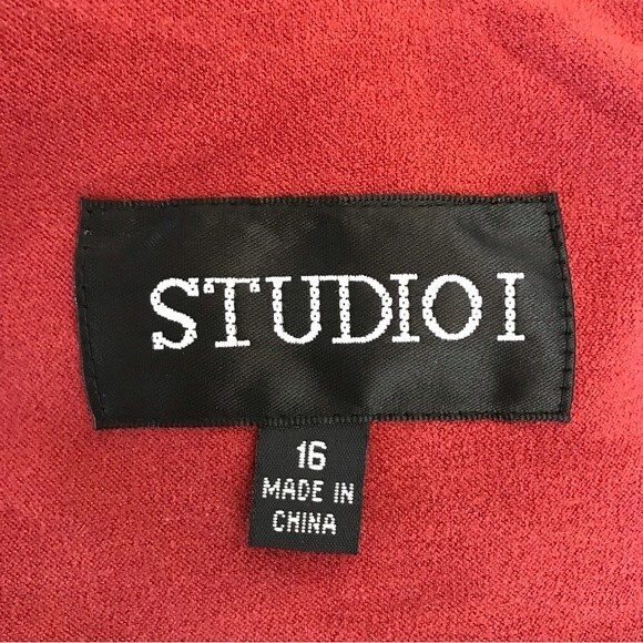 Studio I Retro Style Contrast Stitch Wide Lapel Rust Jacket Pockets Women 16 - Picture 6 of 13